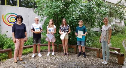 Die Sieger*innen beim Französisch-Vorlesewettbewerb und Textverständnisquiz  Foto von Irene Escherle