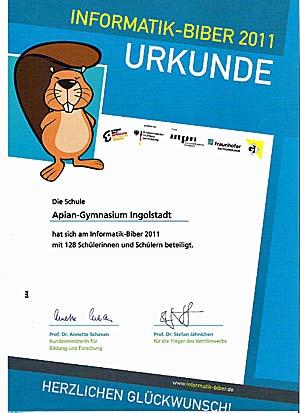 Informatik-Biber Urkunde